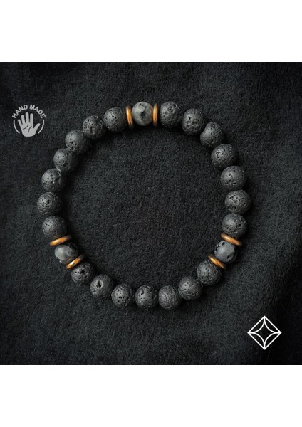 Larvikite ve Lav Taşı Doğal Taş Bileklik modelleri