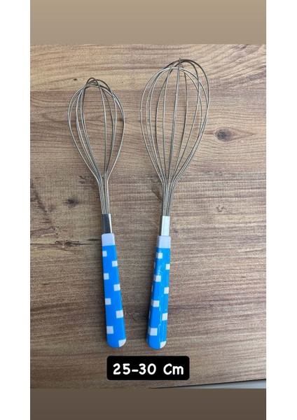 2 Adet 25-30 cm Paslanmaz Çelik Metal Çırpma Teli – Yumurta, Kek ve Hamur Karıştırma