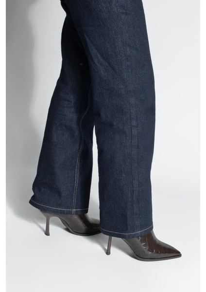 Kadın Topuklu Bot Sivri Burun Kadeh Ökçe Arkadan Fermuarlı Günlük Klasik Bot Monos Kahve Croco fırsatları