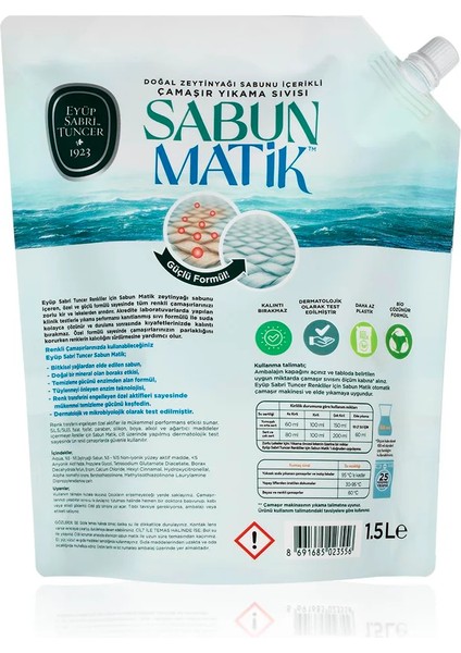 - X3 Adet Sabun Matik™doğal Zeytinyağlı Çamaşır Yıkama Sıvısı Beyazlar 1,5 Lt modelleri