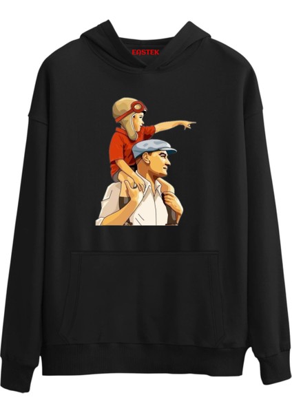 Atatürk Cumhuriyet Baskılı Premium 3 Iplik Şardonlu Kapüşonlu Unisex, Kadın, Erkek Hoodie Sweatshirt