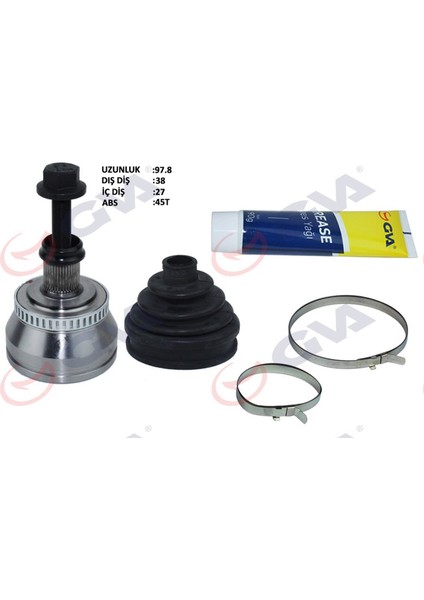 Mtxdpn Aks Kafasi Diş Ön Passat 1.9tdi 01-05 Abs Li 45DİŞ 130HP Avf 38X27X59.5 97.5mm