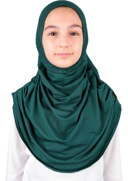 Pratik Hazır Geçmeli Çocuk Şal Koyu Yeşil