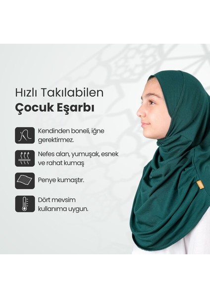Pratik Hazır Geçmeli Çocuk Şal Koyu Yeşil fiyatları