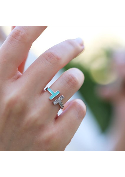 Turkuaz Mineli T Gümüş Yüzük fiyatları