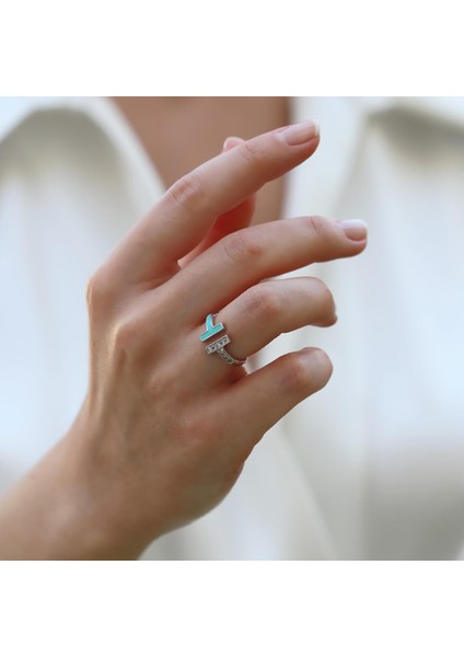 Turkuaz Mineli T Gümüş Yüzük fırsatları
