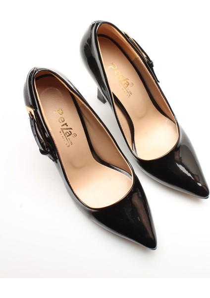 Idil Siyah Rugan Tokalı Kadın Topuklu