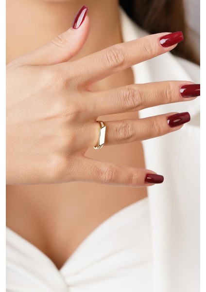 14 Ayar Altın Taşlı Asimetrik Kesim Yüzük indirimleri