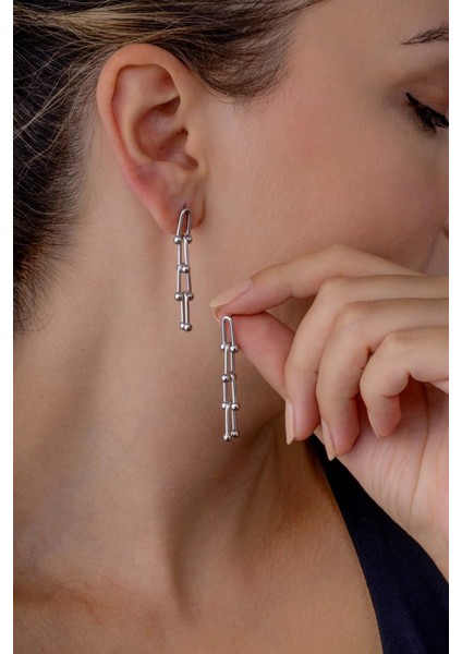 Beyaz Altın Kaplama Tiffany Çelik Küpe