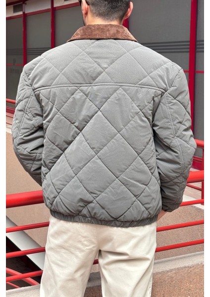 Rahat Kesim, Yakası Kadife Detaylı, Baklava Desen Kapitone, Suya Dayanıklı Ceket 2505