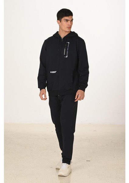 Erkek Pamuklu Kapüşonlu Eşofman Takımı Lacivert 5286-L fiyatları