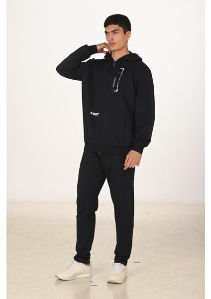 Erkek Pamuklu Kapüşonlu Eşofman Takımı Lacivert 5286-L modelleri