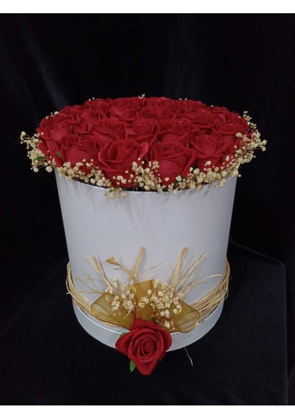 Silindir Kutuda Gerçek Görünümlü Yapay Kadife Gül Kız Isteme Buketi Düğün Nişan fırsatları