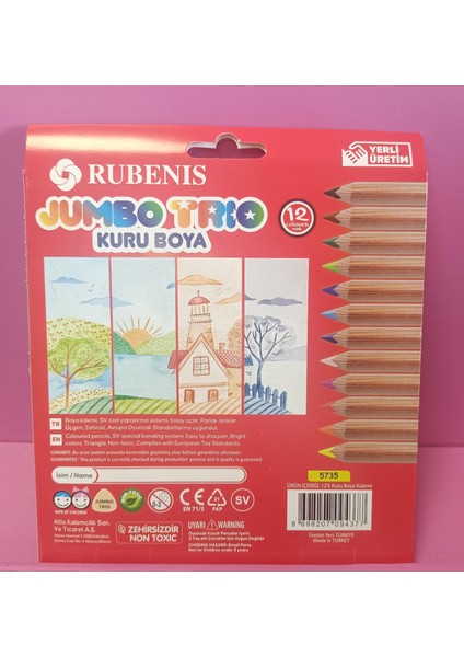 Jumbo Trio 12 'li Kuru Boya Kalemtıraş Hediyeli fiyatları