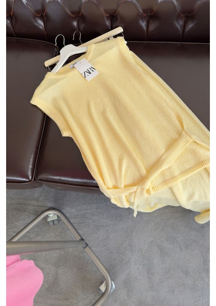 Belden Bağlamalı Orj Triko Takım- Sarı indirimleri