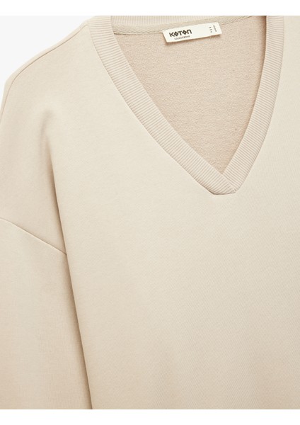 V Yaka Uzun Kollu Rahat Kalıp Triko Pijama Üstü modelleri