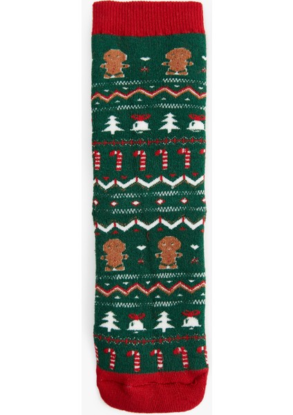 Çok Renkli Yılbaşı Temalı Pamuklu Havlu Soket Çorap fiyatları