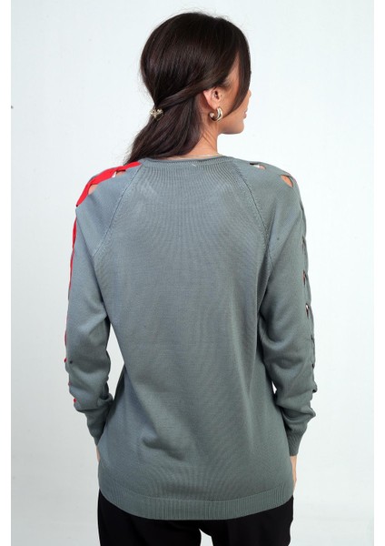 Kadın Kolu Şerit Dekolteli Triko Bluz fırsatları