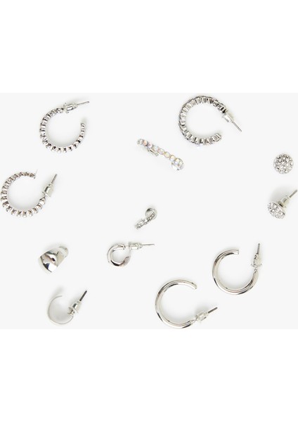 Çelik Karışımlı Taş Detaylı 6'lı Top ve Halka Küpe Seti fiyatları