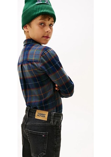 Erkek Çocuk Düz Paça Eskitme Görünümlü Jean Pantolon - Siyah fırsatları