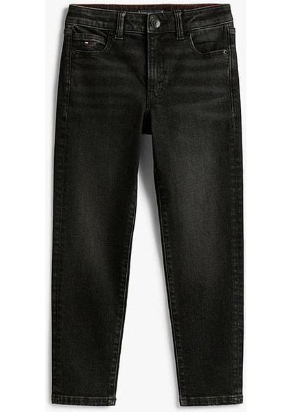 Erkek Çocuk Düz Paça Eskitme Görünümlü Jean Pantolon - Siyah indirimleri