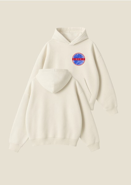 Liberty Baskılı Unisex Boxy Fit Hoodie Sweatshirt