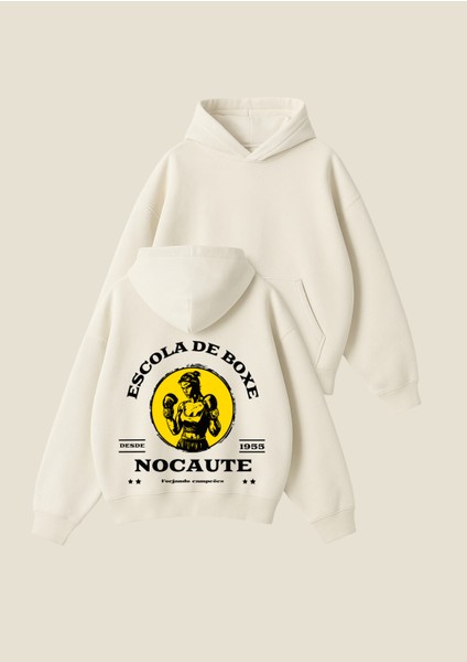 Escola De Boxe Baskılı Unisex Boxy Fit Hoodie Sweatshirt