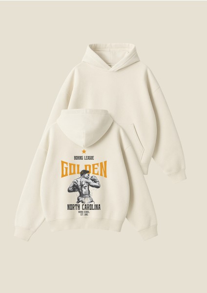 Boxing League Baskılı Unisex Boxy Fit Hoodie Sweatshirt