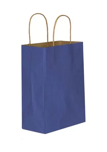 Lacivert Kraft Çanta Büyük Boy 31X12X41 cm 25 Adet modelleri