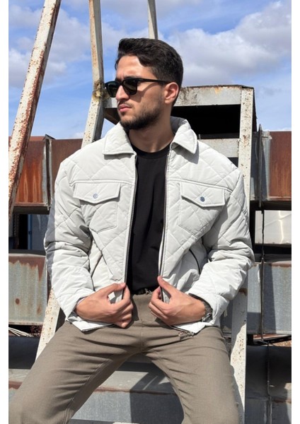 Gömlek Yaka, Oversize, Çift Cep Kapaklı, Baklava Desenli Kapitone Ceket 2504 fırsatları