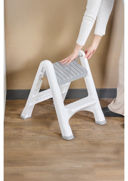 2 Basamaklı Merdiven Plastik Hafif Mutfak Tezgah Perde Merdiveni - Antrasit fiyatları