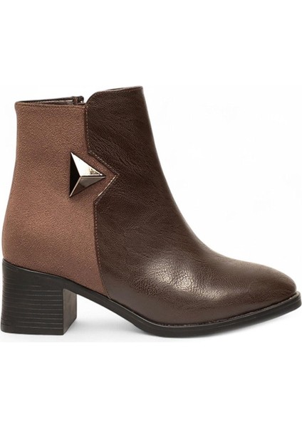 Kahve Femuarlı Topuklu Cilt Süet Günlük Kadın Bot
