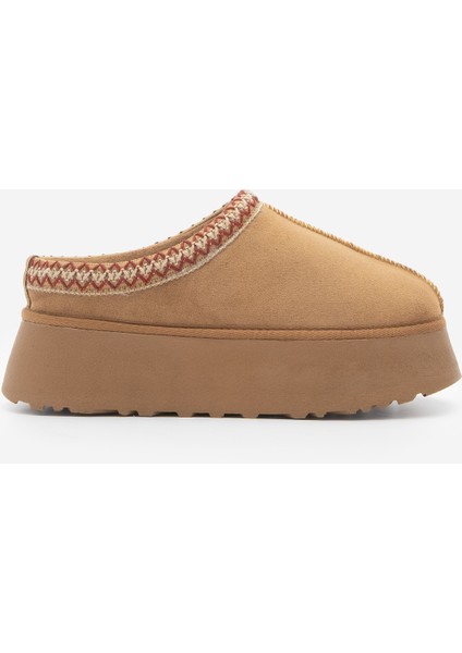 Kadın İçi Kürklü Kalın Taban Önü Kapalı Günlük Kışlık Terlik Furenta Taba Süet modelleri