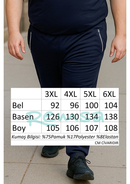 Büyük Beden Pamuk Dokulu Erkek Eşofman Altı 24702 Lacivert modelleri