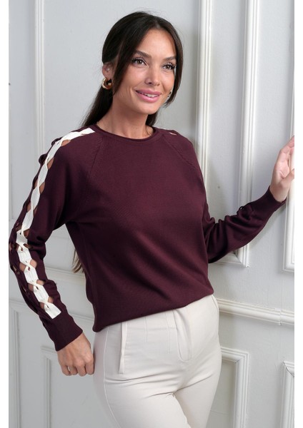 Kadın Kolu Şerit Dekolteli Triko Bluz fiyatları