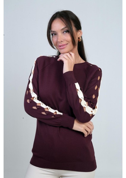 Kadın Kolu Şerit Dekolteli Triko Bluz modelleri