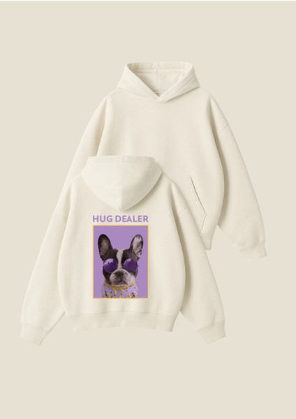 Hug Dealer Baskılı Unisex Boxy Fit Hoodie Sweatshirt