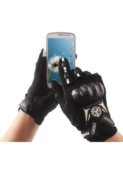 Motosiklet ve Bisiklet Eldiveni Telefon Dokunmatikli Carbon Fiber Mevsimlik Eldiven (Siyah) modelleri