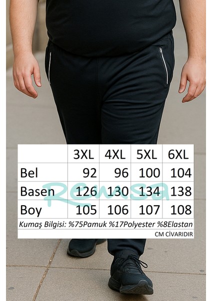 Büyük Beden Pamuk Dokulu Erkek Eşofman Altı 24702 Siyah modelleri