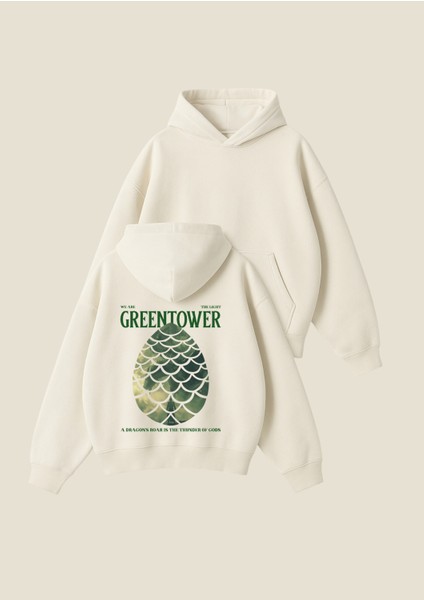 Greentower Baskılı Unisex Boxy Fit Hoodie Sweatshirt