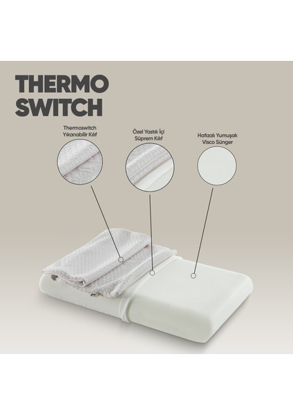 Isı Kontrol Yastığı Termoswıtch Ortopedik Düz Uzun Boy Visko Yastık -Termal Isı Dengeleyici Yastık indirimleri