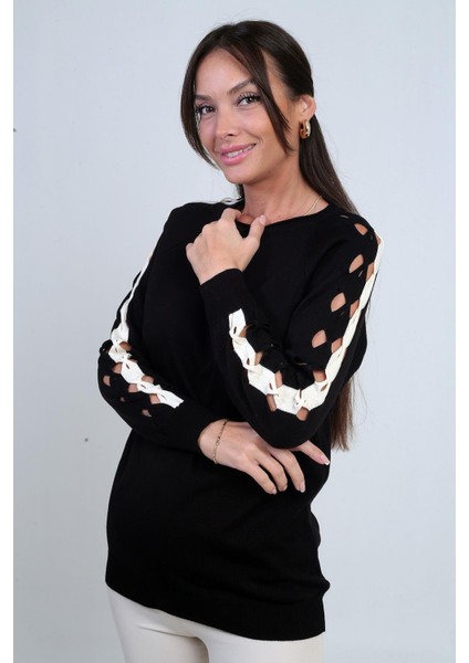 Kadın Kolu Şerit Dekolteli Triko Bluz fiyatları