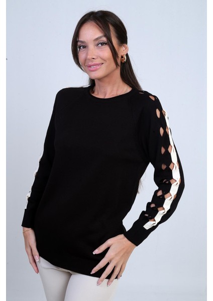 Kadın Kolu Şerit Dekolteli Triko Bluz modelleri