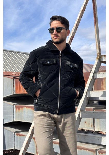 Gömlek Yaka, Oversize, Çift Cep Kapaklı, Baklava Desenli Kapitone Ceket 2504 fırsatları