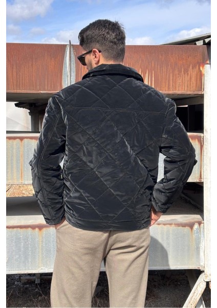 Gömlek Yaka, Oversize, Çift Cep Kapaklı, Baklava Desenli Kapitone Ceket 2504