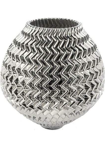 Gümüş Porselen Vazo 30 cm