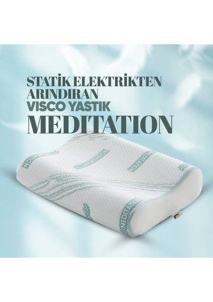 Ortopedik Yastık Meditation Servikal Destek Yastığı [ Anti Stres ] Çift Boyun Destekli Visko Yastık
