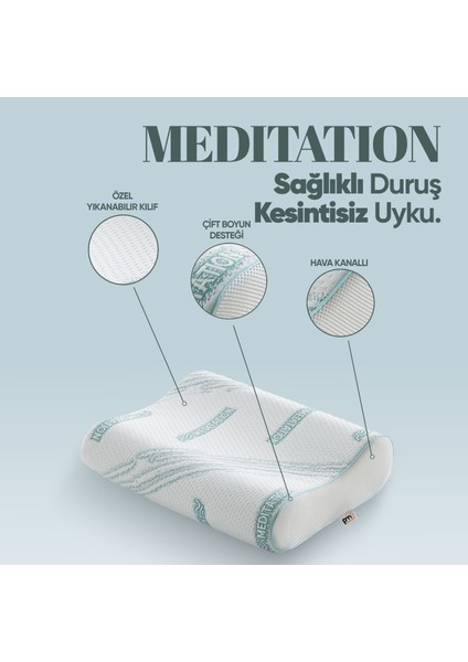 Ortopedik Yastık Meditation Servikal Destek Yastığı [ Anti Stres ] Çift Boyun Destekli Visko Yastık indirimleri