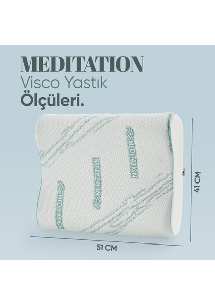 Ortopedik Yastık Meditation Servikal Destek Yastığı [ Anti Stres ] Çift Boyun Destekli Visko Yastık