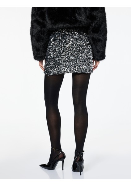 Slim Fit A Kesim Pullu Payetli Mini Etek fırsatları